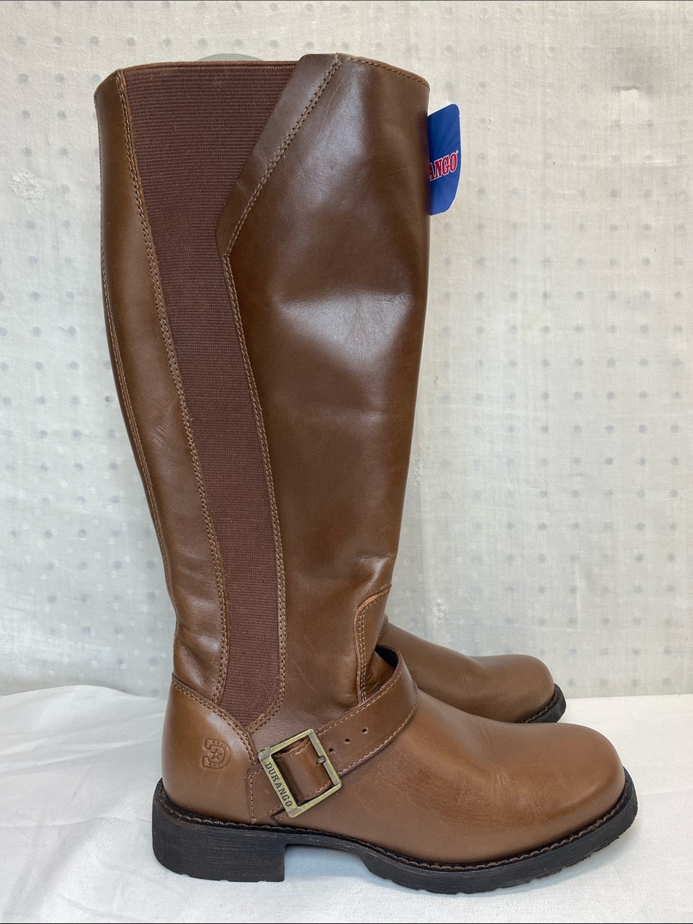 Durango 15" Chestnut Brown Leather Riding Boots with Buckle Equestrian Size 6.5M